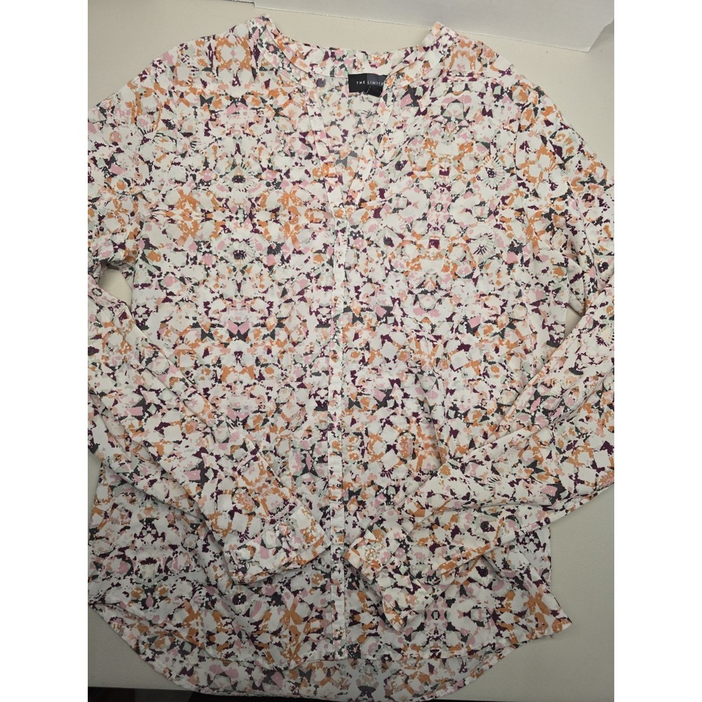 The Limited Blue Sheer MultiColor Long Sleeve Blouse Top Size XS